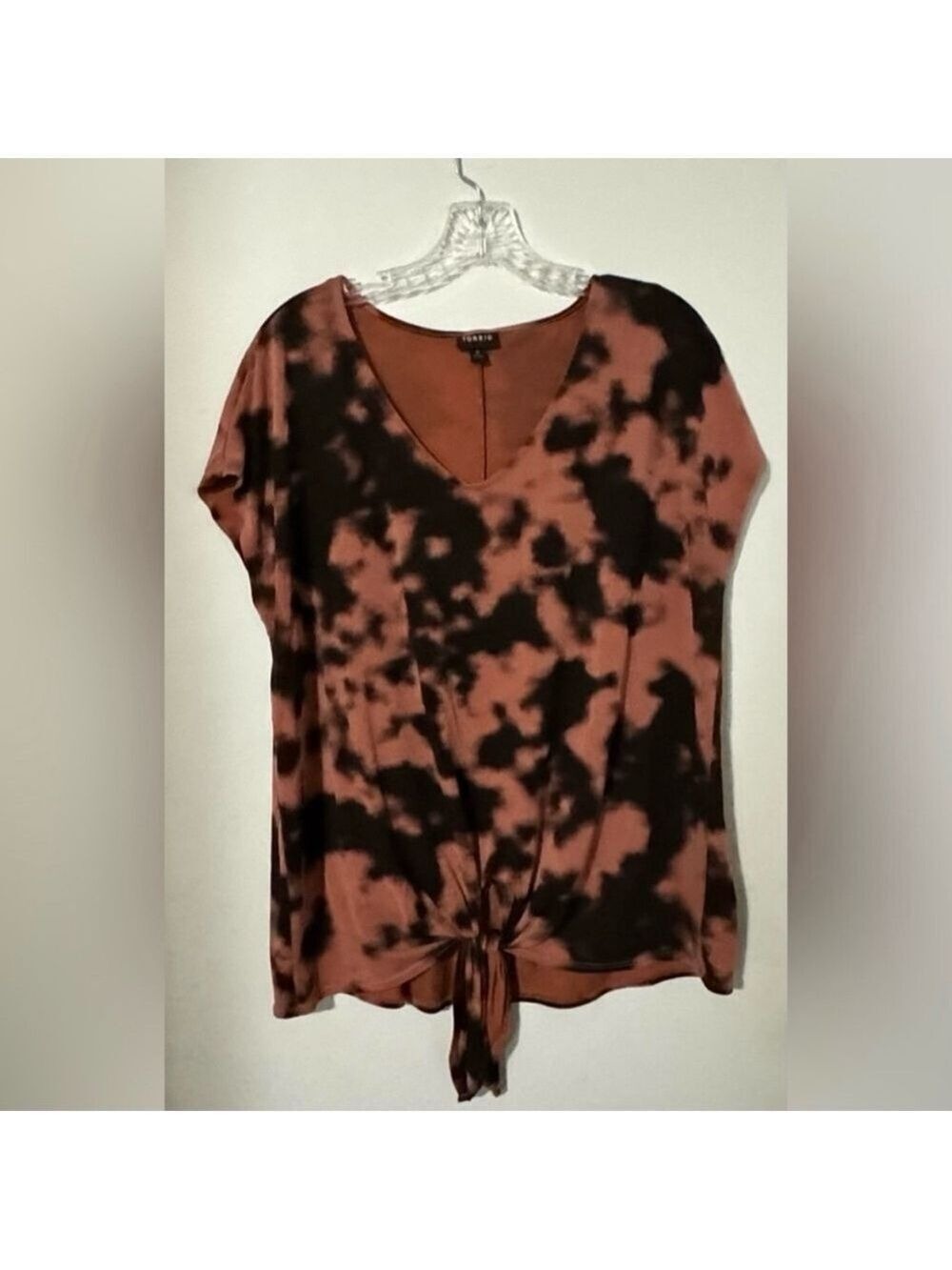 Torrid top v neck tie dye comfort boxy jersey knit, L
